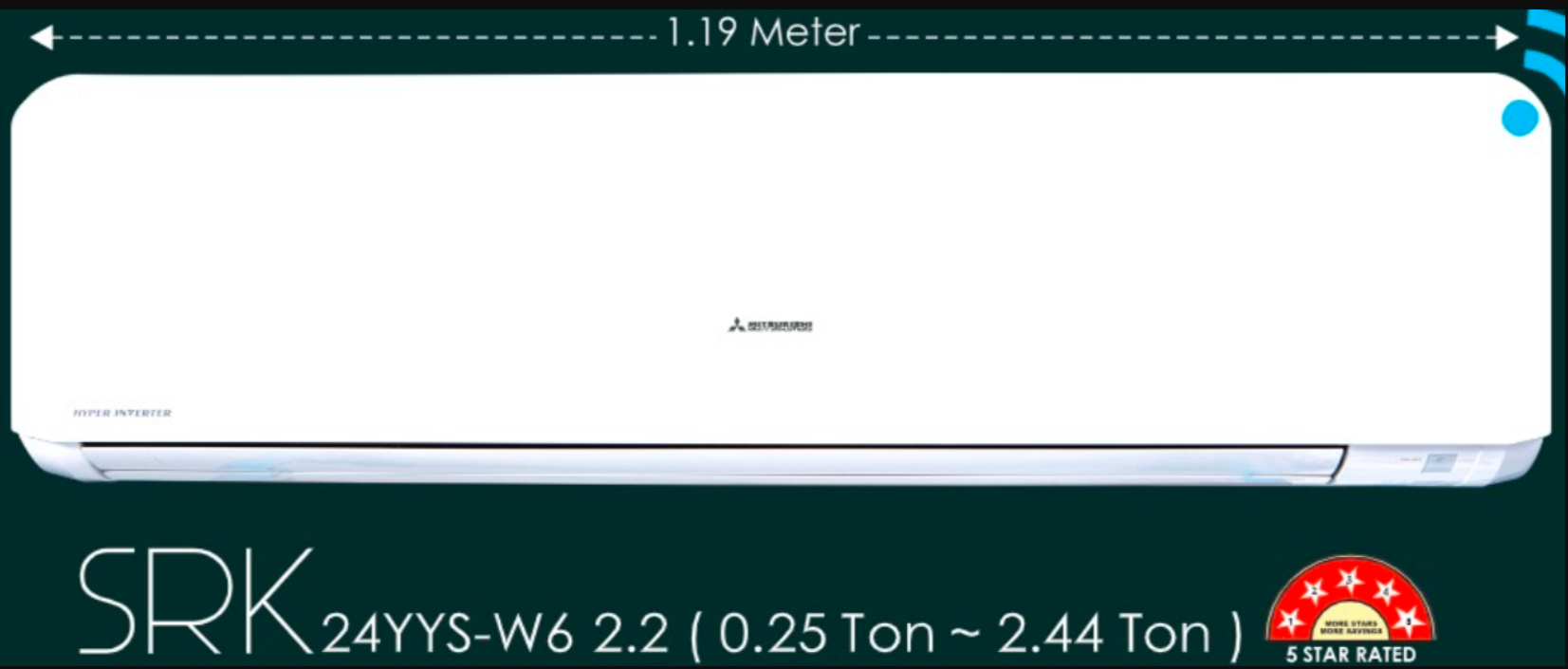 SRK-24-YYS Mitsubishi Heavy Duty SRK 24 YYS-W6 2.2 TON 5 STAR WIFI MODEL INVERTER ( Wi-Fi ) WIFI MODEL INVERTER ( Wi-Fi ) MODEL :SRK 24 YYS-W6 - Image 1